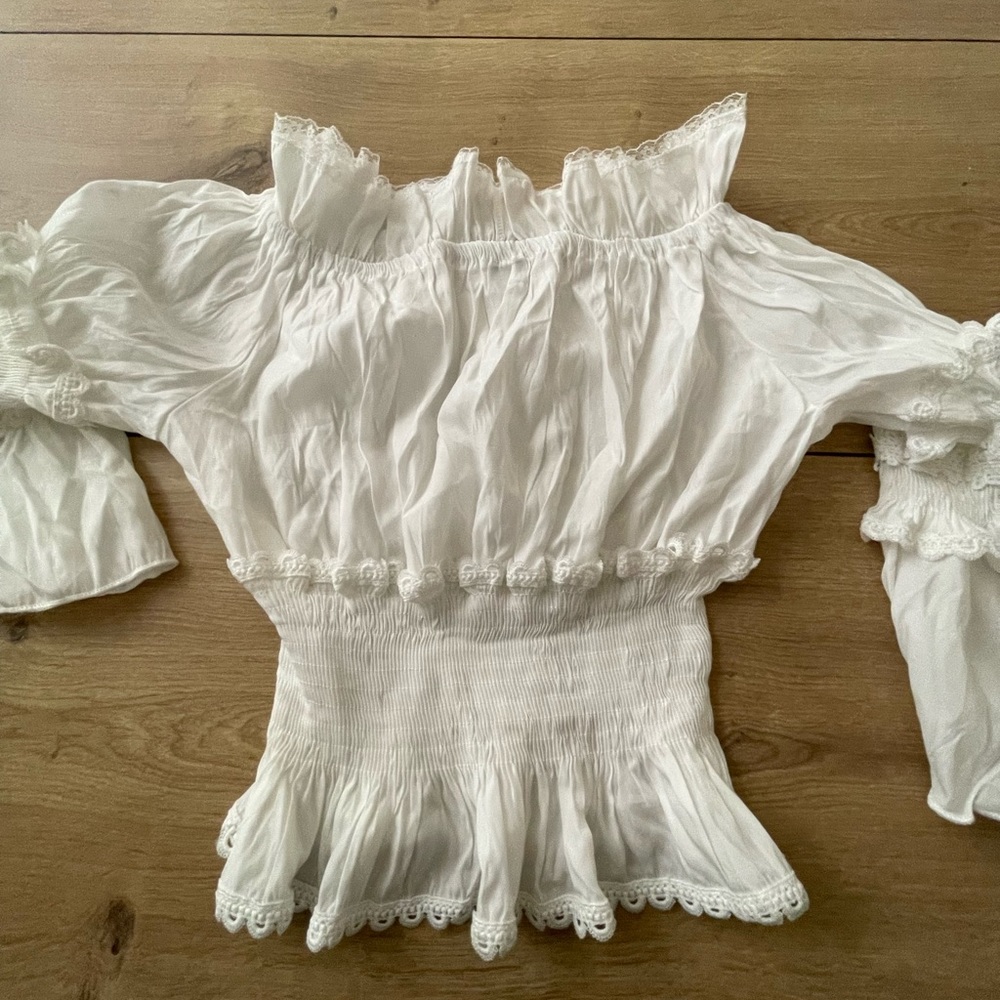 “ Storets “ White Ruffle Shirt - Picture 2 of 4